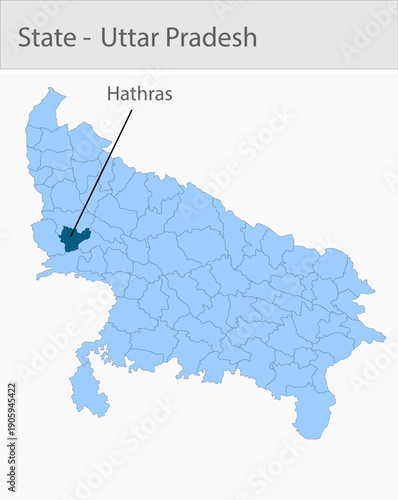Hathras_Uttar_Pradesh_Map_UP_state detailed map illustration graphic for educational reference, geographic visualization, design layouts, presentation