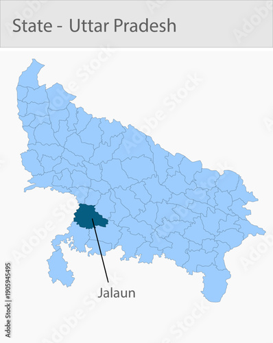 Jalaun_Uttar_Pradesh_Map_UP_state detailed map illustration graphic for educational reference, geographic visualization, design layouts, presentations