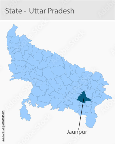 Jaunpur_Uttar_Pradesh_Map_UP_state detailed map illustration graphic for educational reference, geographic visualization, design layouts, presentation