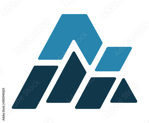 Vector graphic design showcasing abstract geometric shapes stacked together in vibrant shades