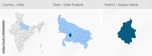 Kanpur_Dehat_Vector_Map_UP_state detailed map illustration graphic for educational reference, geographic visualization, design layouts, presentations,