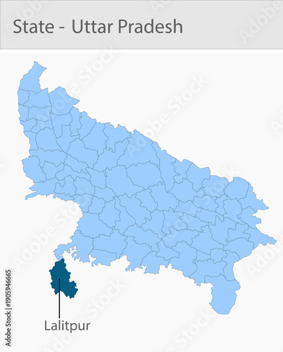 Lalitpur_Uttar_Pradesh_Map_UP_state detailed map illustration graphic for educational reference, geographic visualization, design layouts, presentatio