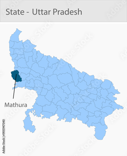 Mathura_Uttar_Pradesh_Map_UP_state detailed map illustration graphic for educational reference, geographic visualization, design layouts, presentation