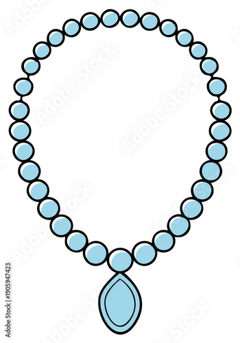 Cartoon Necklace with Blue Beads and Pendant