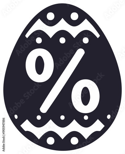 Easter Egg with Percentage Symbol Graphic for Sales and Discounts