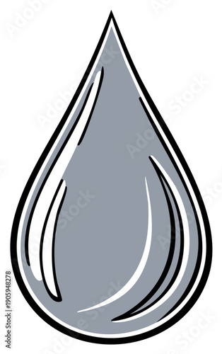 Stylized gray water droplet or teardrop graphic element illustration