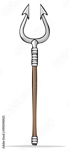 Mythical Trident Weapon with Wooden Handle