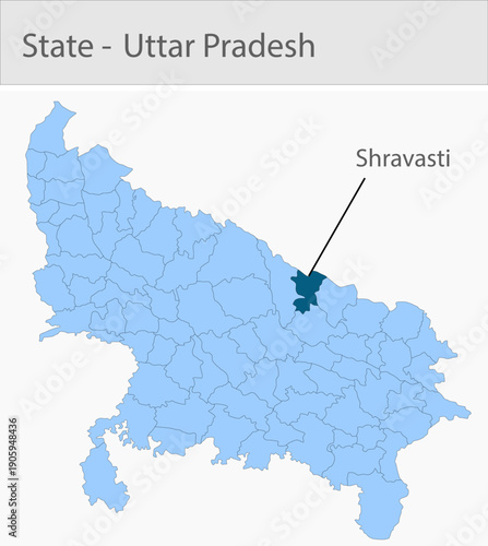 Shravasti_Uttar_Pradesh_Map_UP_state detailed map illustration graphic for educational reference, geographic visualization, design layouts, presentati