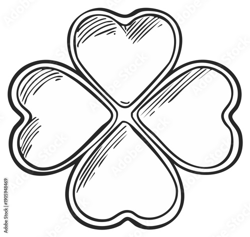Hand Drawn Four Leaf Clover Sketch Illustration