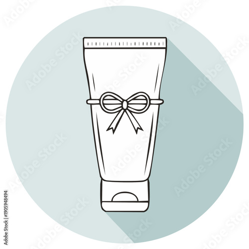 Tube of cosmetic product with bow ribbon illustration
