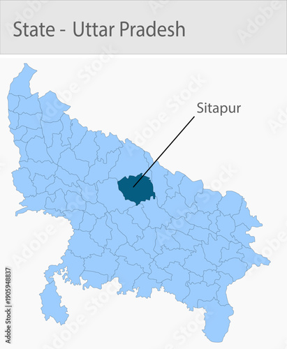 Sitapur_Uttar_pradesh_Map_UP_state detailed map illustration graphic for educational reference, geographic visualization, design layouts, presentation