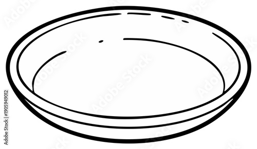 Empty shallow plate or dish line drawing for food presentation