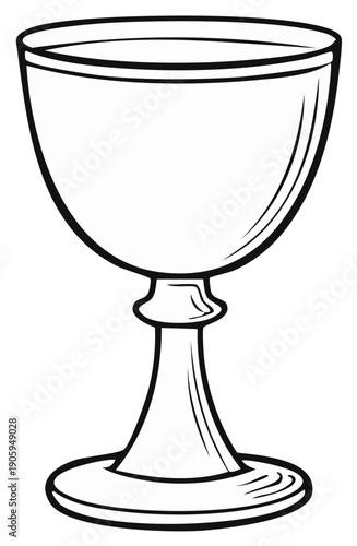 Simple empty chalice or goblet line art illustration outline vector graphic