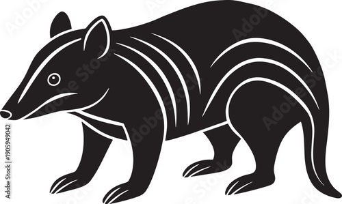 Numbat banded anteater silhouette vector illustration.