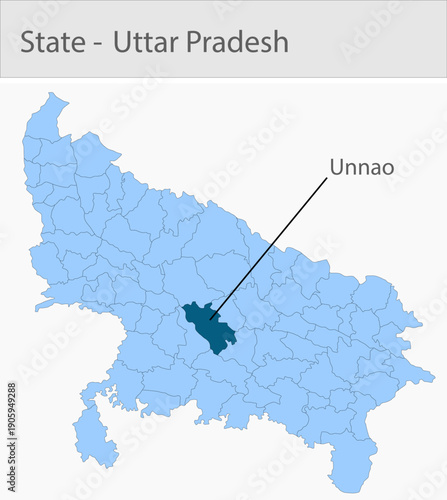 Unnao_Uttar_pradesh_Map_UP_state detailed map illustration graphic for educational reference, geographic visualization, design layouts, presentations,
