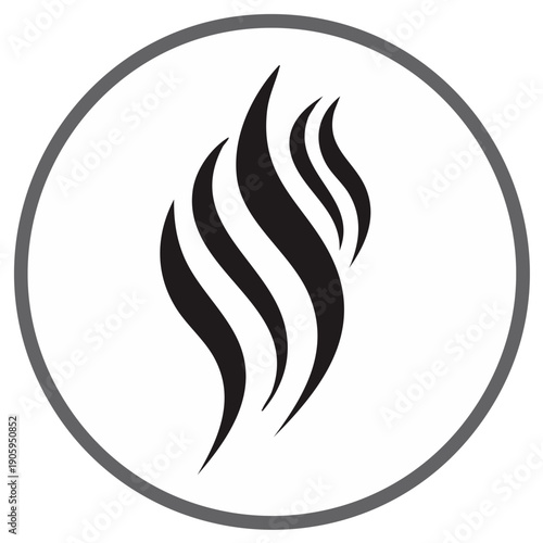 Abstract Smoke Illustration Flowing Curves in Circular Frame Minimalist Design