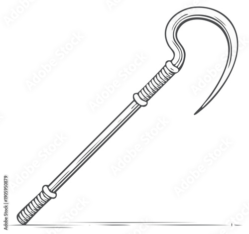 Ancient Egyptian Crook Symbol Line Art, Pharaoh Staff, Royalty Scepter Illustration, Power