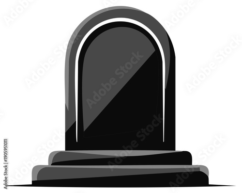 Monochrome Arch-Top Tombstone Monument Symbol of Remembrance and Grief