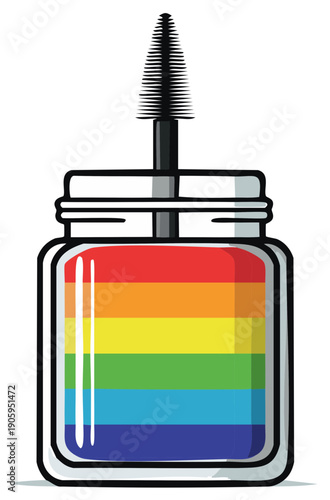 Rainbow Mascara in Glass Jar with Applicator, Colorful Beauty Product