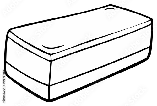 Simple Line Drawing of a Rectangular Eraser, a Stationery Item for Correcting Mistakes