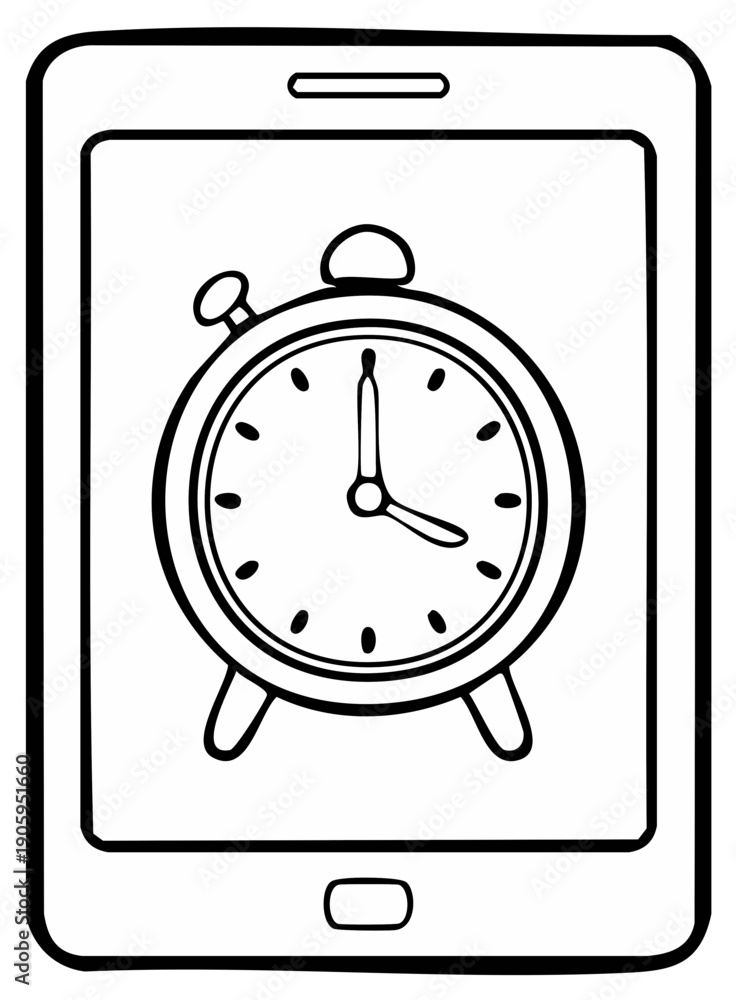 Obraz premium Alarm clock illustration on digital tablet screen
