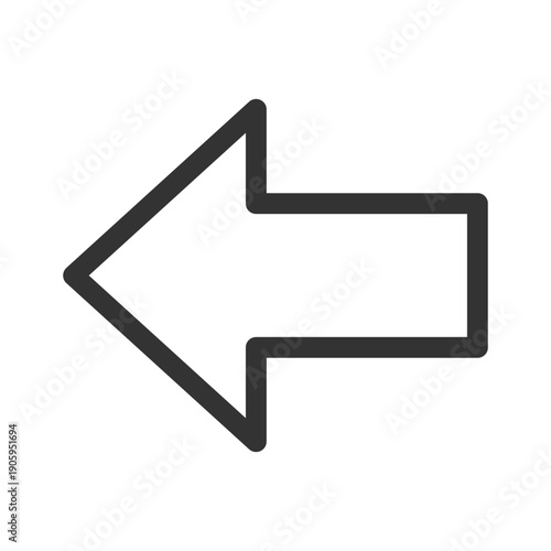Left arrow line icon, backward direction, navigation symbol, and interface control, vector illustration.
