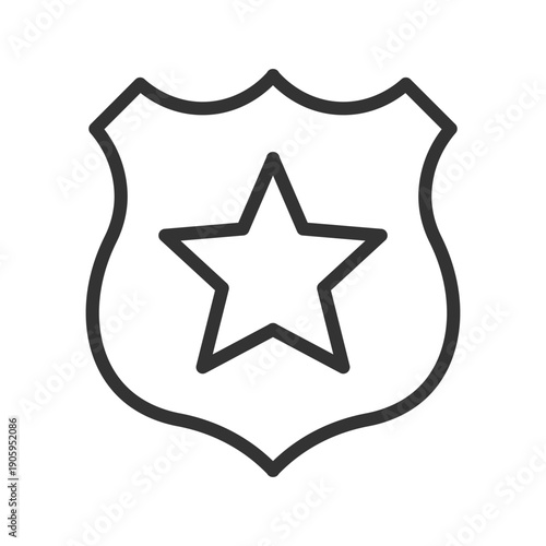 Shield star line icon, security badge, quality guarantee, and trusted symbol, vector illustration.