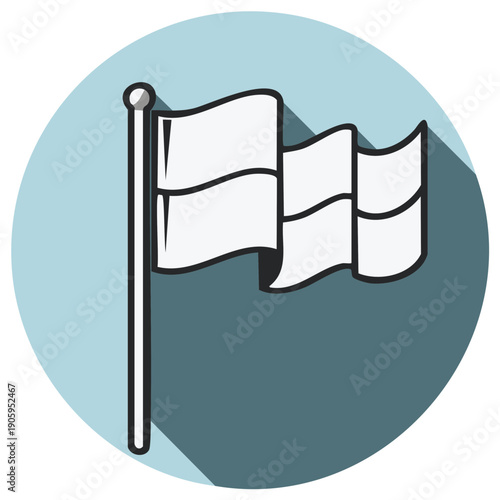Waving White Flag Icon Symbolizing Surrender or Peace