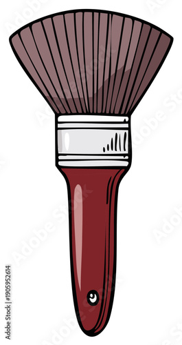Paint brush with a wooden handle, depicting the tool used for applying paint, arts and craft tool for painting projects
