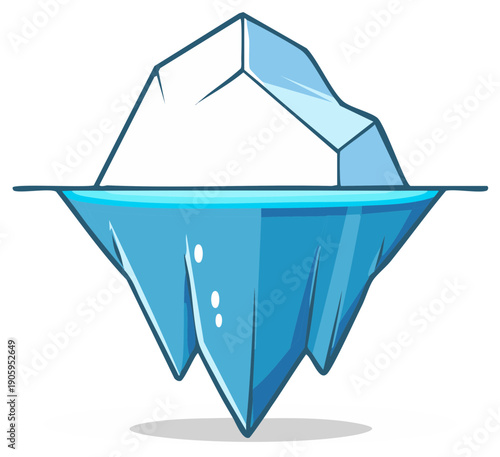 Stylized iceberg illustration showing the visible tip and hidden underwater mass
