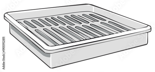 Darkroom developing tray for analog photography chemical processing simple vector illustration