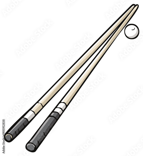 Chopsticks skillfully gripping a tiny white ball in a clean vector illustration