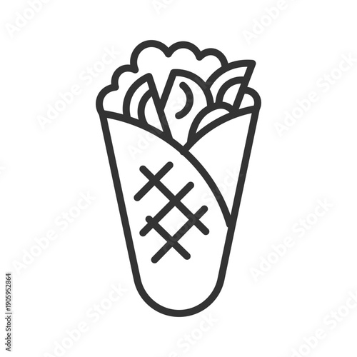 Wrap sandwich line icon, fast food meal, street food, and takeaway snack, vector illustration.