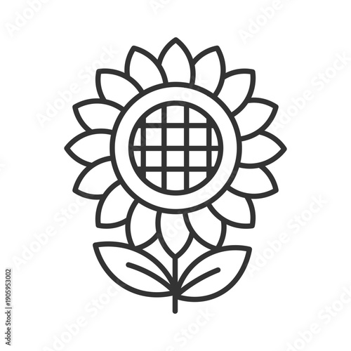 Sunflower line icon, nature symbol, plant growth, and floral design, vector illustration.