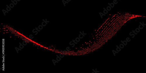 Abstract digital illustration of a red and black wave pattern featuring glowing light lines and 3D motion energy elements for a modern business backdrop design