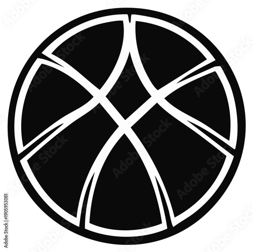 Abstract geometric globe symbol with intersecting lines in a minimalist circular emblem design