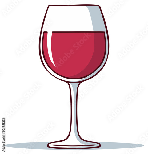 Glass of red wine vector illustration in a simple cartoon style
