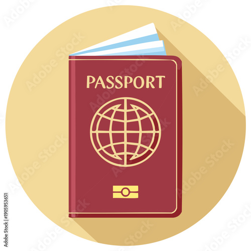 Passport for International Travel Global Identity Documents Flat Vector Icon
