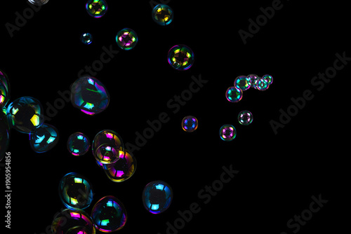 Soap bubbles isolated on a black background