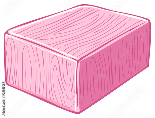 Pink Wood Grain Rectangular Block Isolated