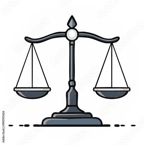 Black and white illustration of a balance scale symbolizing justice and legal concepts