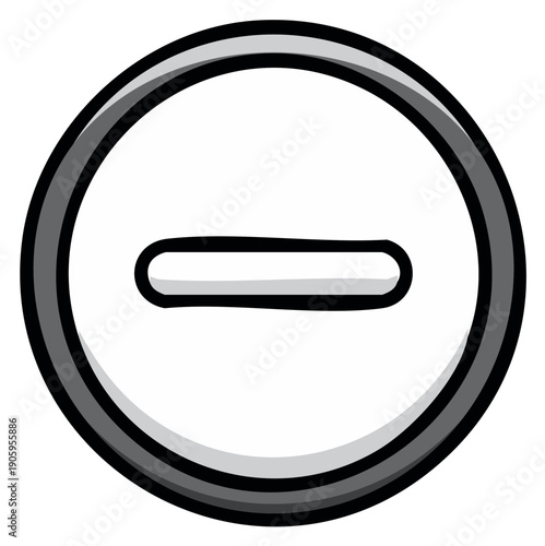 Hand drawn illustration of the minus sign symbol inside a grey and black circle.