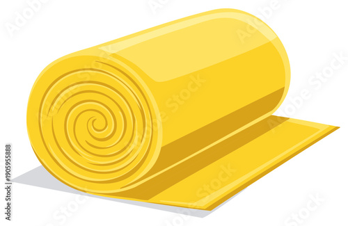 Rolled Yellow Mat Flat Texture, Geometric Illustration, Interior Design