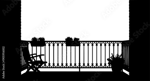 balcony silhouette vector illustration

