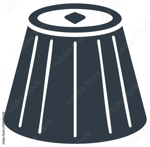 Abstract black and white vector illustration of a stylized knob with a diamond shape.