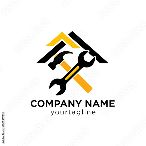 Wrench and Hammer Logo Design Template.