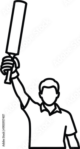 A man holding a cricket bat aloft in celebration or triumph.