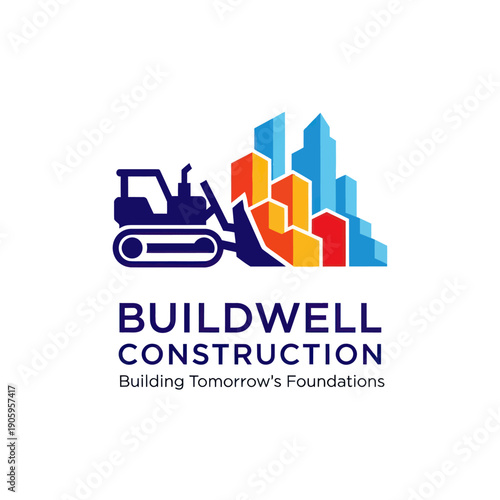 Construction Company Logo with Excavator Graphic.
