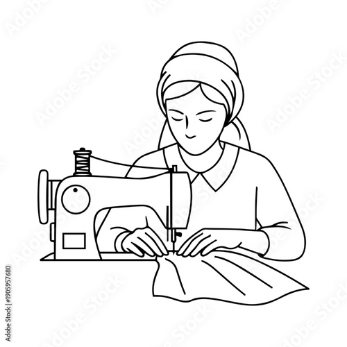 girl with sewing machine