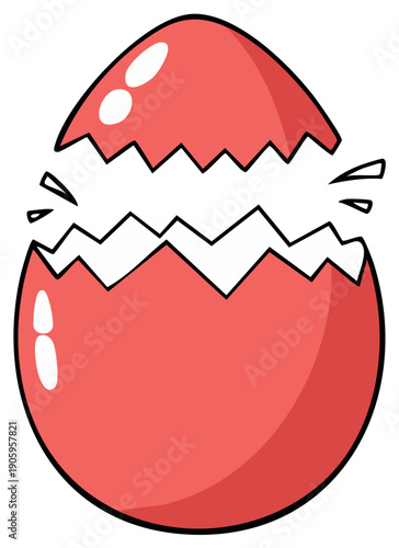 Cartoon Cracked Easter Egg Showing Emerging Concept Illustration